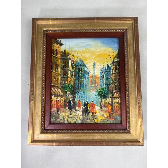 Other - Paris‎ Eiffel Tower Painting Framed Street Scene Impressionist Art